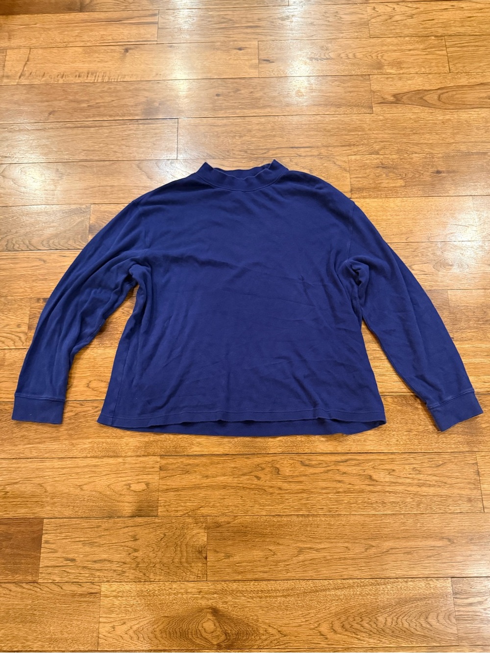 100% Cotton Saddlebred Royal Blue Mock Neck Pullover Long Sleeve Top